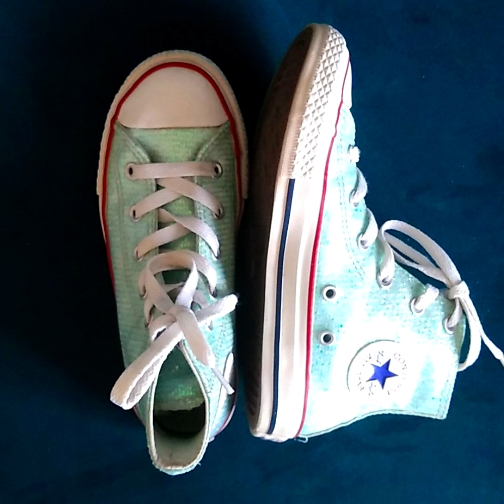 Children's Converse Light Blue Glitter